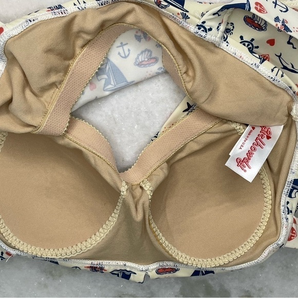 Girl Howdy bikini top only sz 8 retro vintage pinup style sailing print - Picture 8 of 9